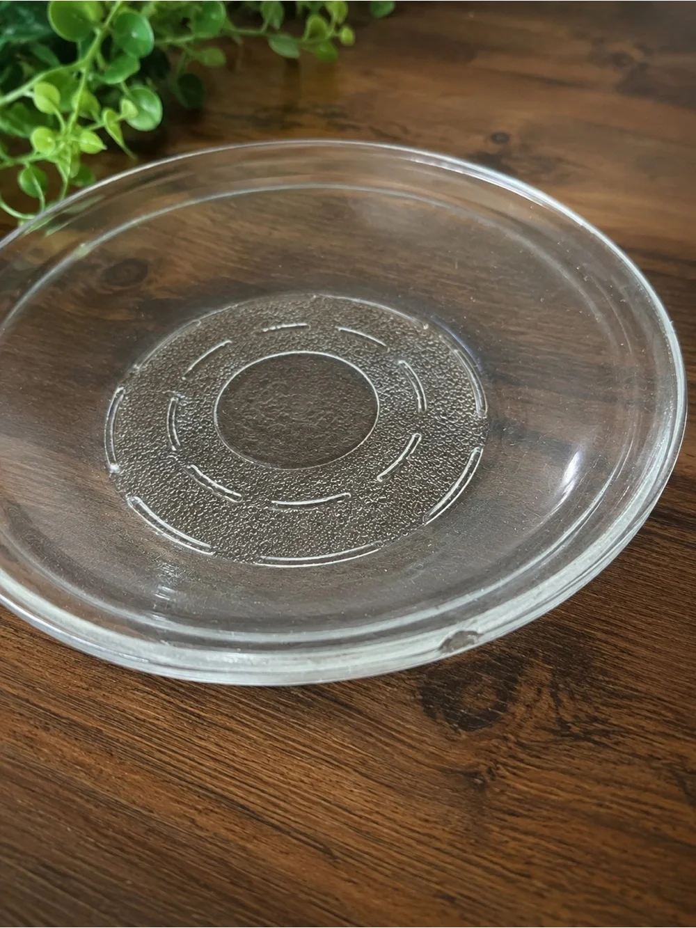 Vintage PYREX Clear Glass Pie Plate Baking Dish Raised Logo USA - Rim Chip